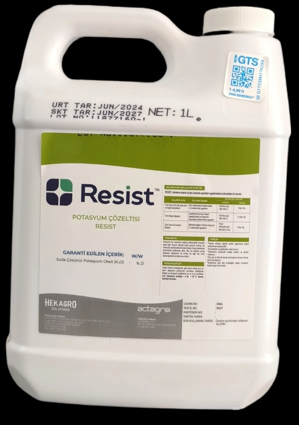 Resist™ 0-27-21  1 Lt.(Potasyum Fosfit)