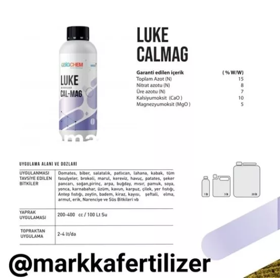 Luke Calmag 20  Lt. (Organik Madde %12-Ca %10-Mg%5-%10 Nitrat Azotu Lcpa Şelatlı)
